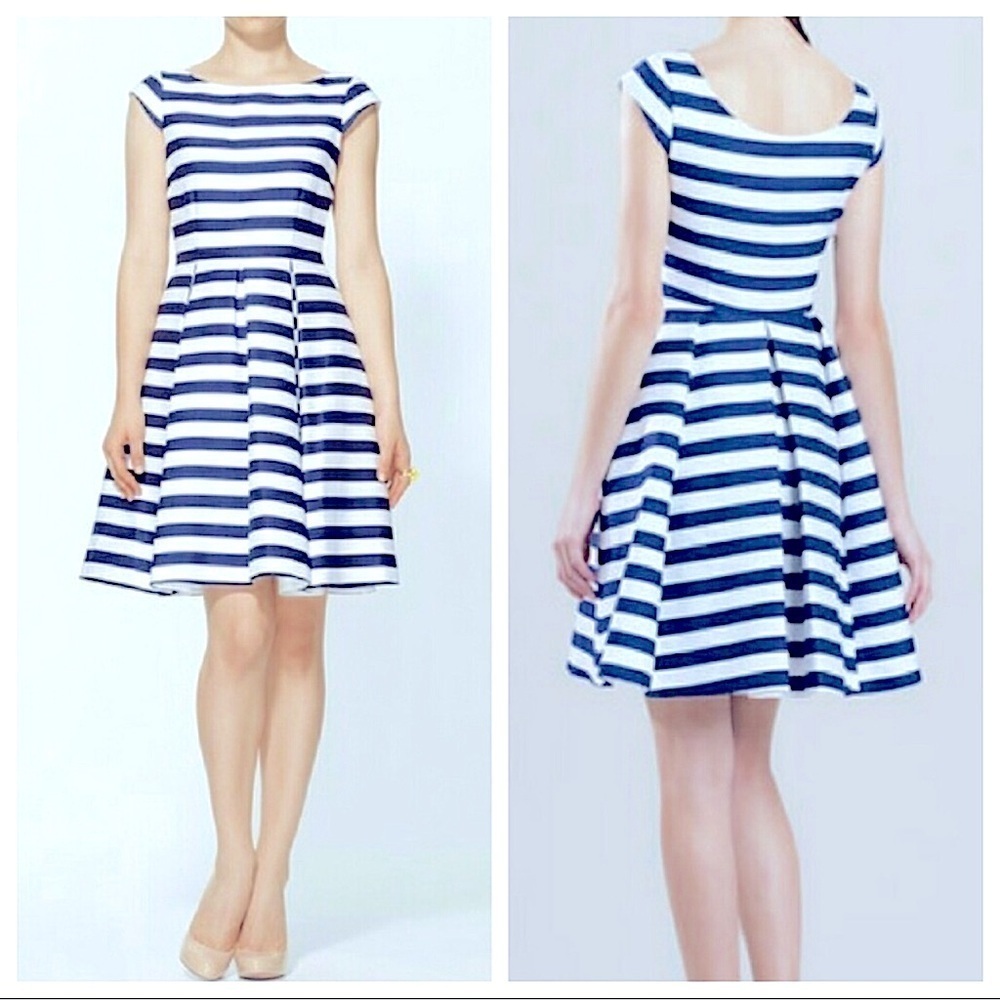 Kate Spade ♠️ Mariella Dress Blue White Stripe Flare Dress, sz. 2